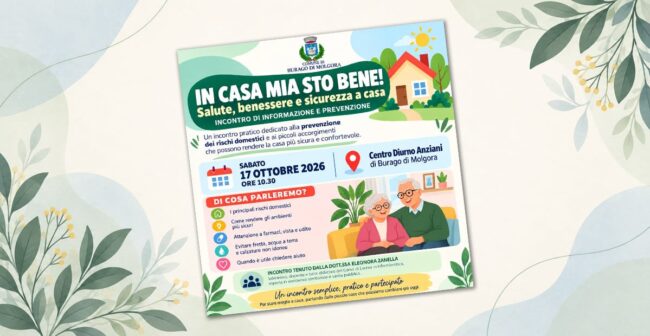 In casa mia sto bene – sicurezza domestica a Burago Locandina dell’incontro gratuito In casa mia sto bene sulla sicurezza domestica a Burago di Molgora